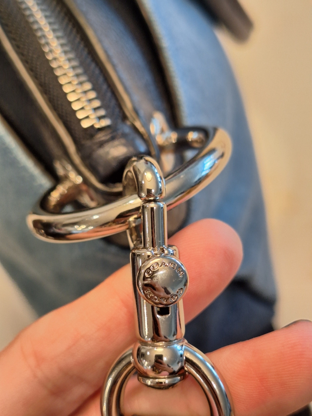 Coach Blue Denim Mia Satchel w/ Black Leather Trim EUC - Picture 5 of 8